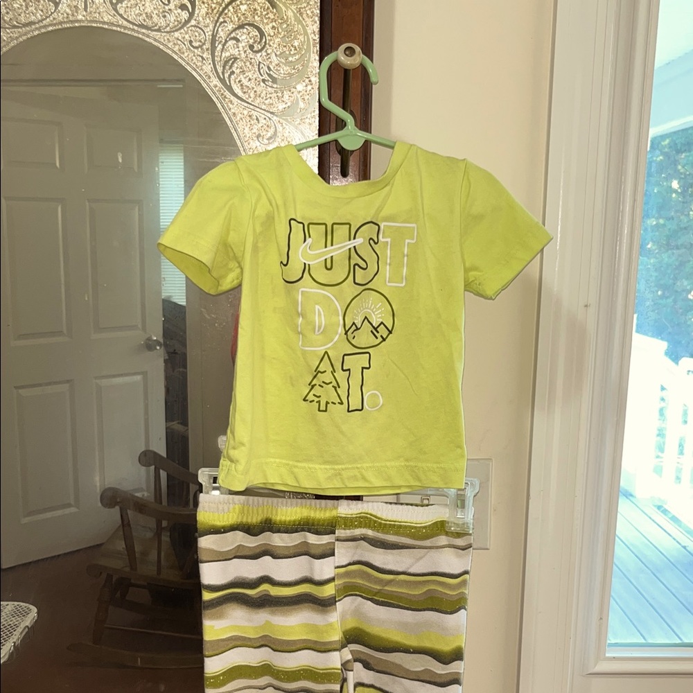 Very popular NIKE Boys Yellow/Khaki/White Just Do It Short Set.